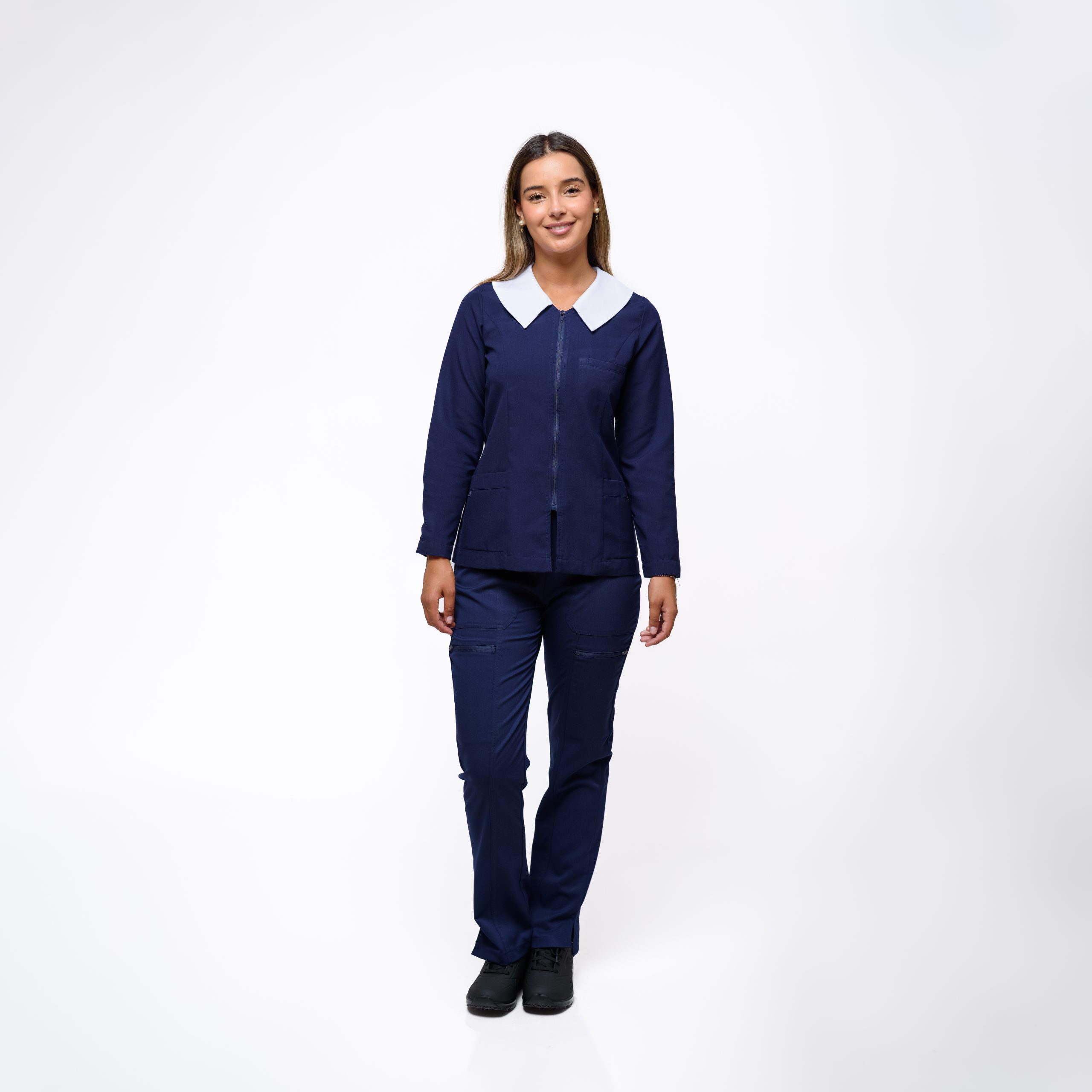 M436 CHAQUETA CON CIERRE EDUCACIONAL AZUL